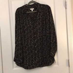 2x black button down with white and pink print